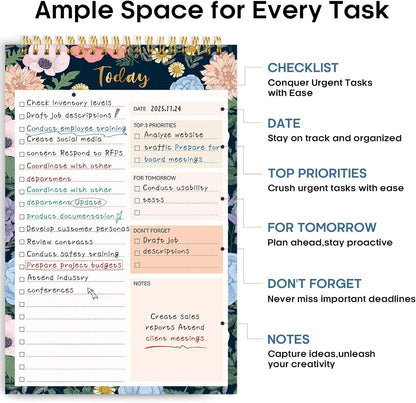 Taja To Do List Notepad - To Do List Notebook for Work with 52 Sheets, 9.8" x 6.5", Undated Daily Planner Perfect for Daily Tasks and Goal Setting, Notepad Suitable for Office, Home & School - Violet Dream