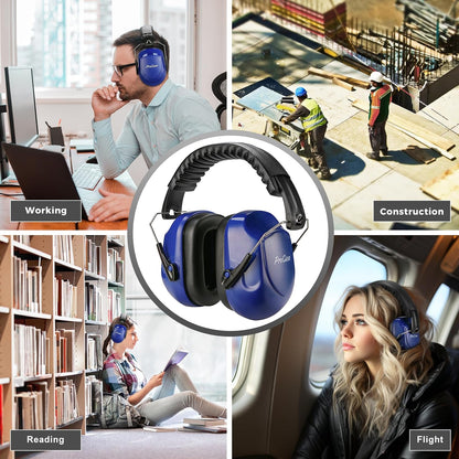 ProCase NRR 28dB Noise Reduction Ear Muffs, Foldable Adjustable Passive Noise Cancelling Headphones for Adults Kids Autism, Hearing Protection for Shooting, Construction, Mowing, Studying -Black - Colors A