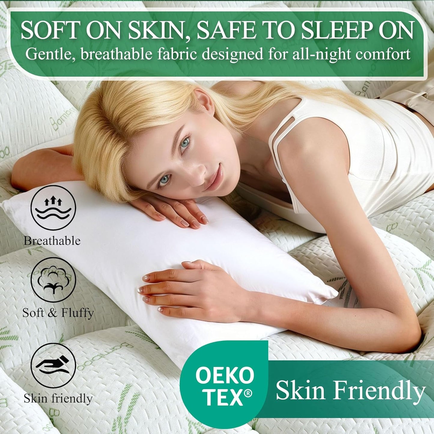 Oeko-TEX Certified King Mattress Topper, 3 Inch Plush Pillow Top Matress Pad for Back Pain Relief, Cooling Mattress Topper with 6"-18" Deep Pocket, Rayon Derived from Bamboo (78"x80")