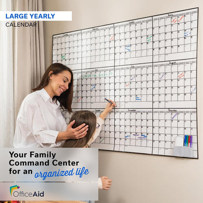 Large Dry Erase Calendar for Wall 36x48, Big Classroom Giant Month, Undated Reusable Family Monthly, Rolled Whiteboard White Board, Calendar Dry Erase Planner for Wall Erasable Large Office 48x36
