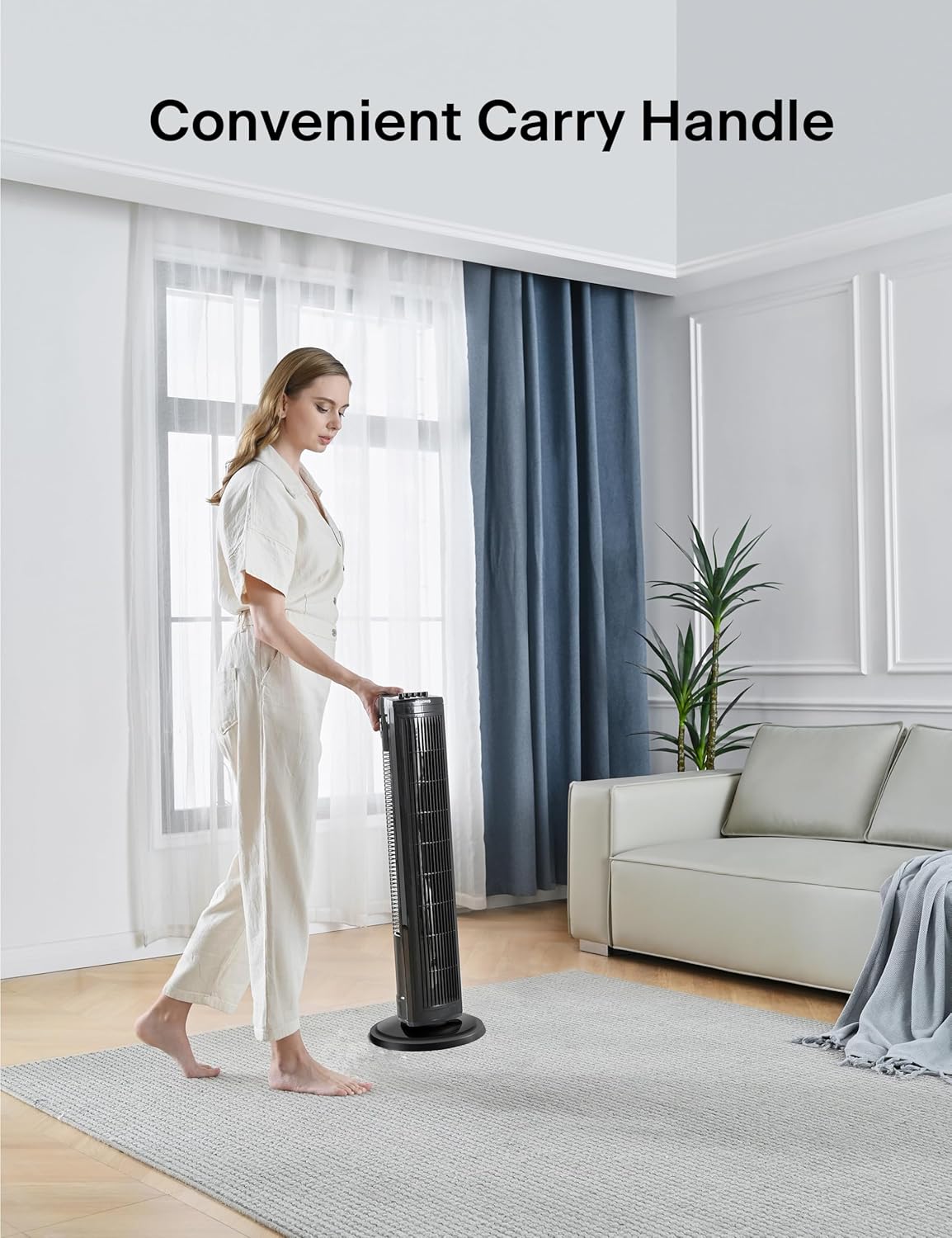 PELONIS 30 Inch Tower Fan for Bedroom, Quiet Oscillating Standing Fan with 3 Speeds, Portable Cooling Fan for Home Office Dorm Room, Auto-off Timer, Black, PFT28A2BBB