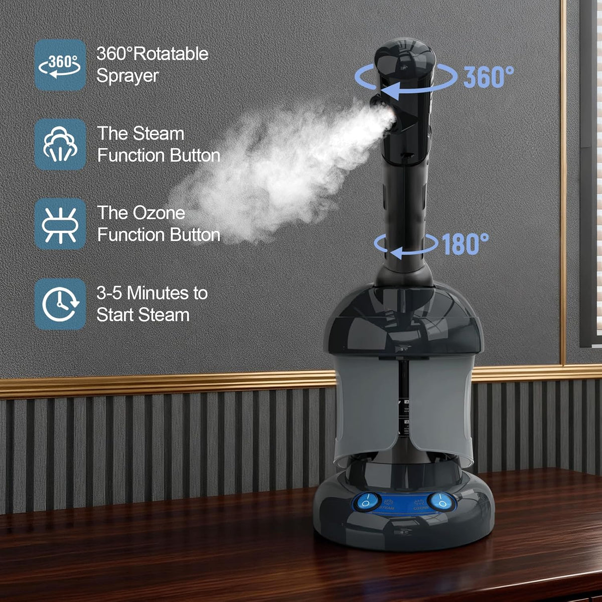 Facial Steamer, Ozone Nano Ionic Face Steamer for Deep Cleaning