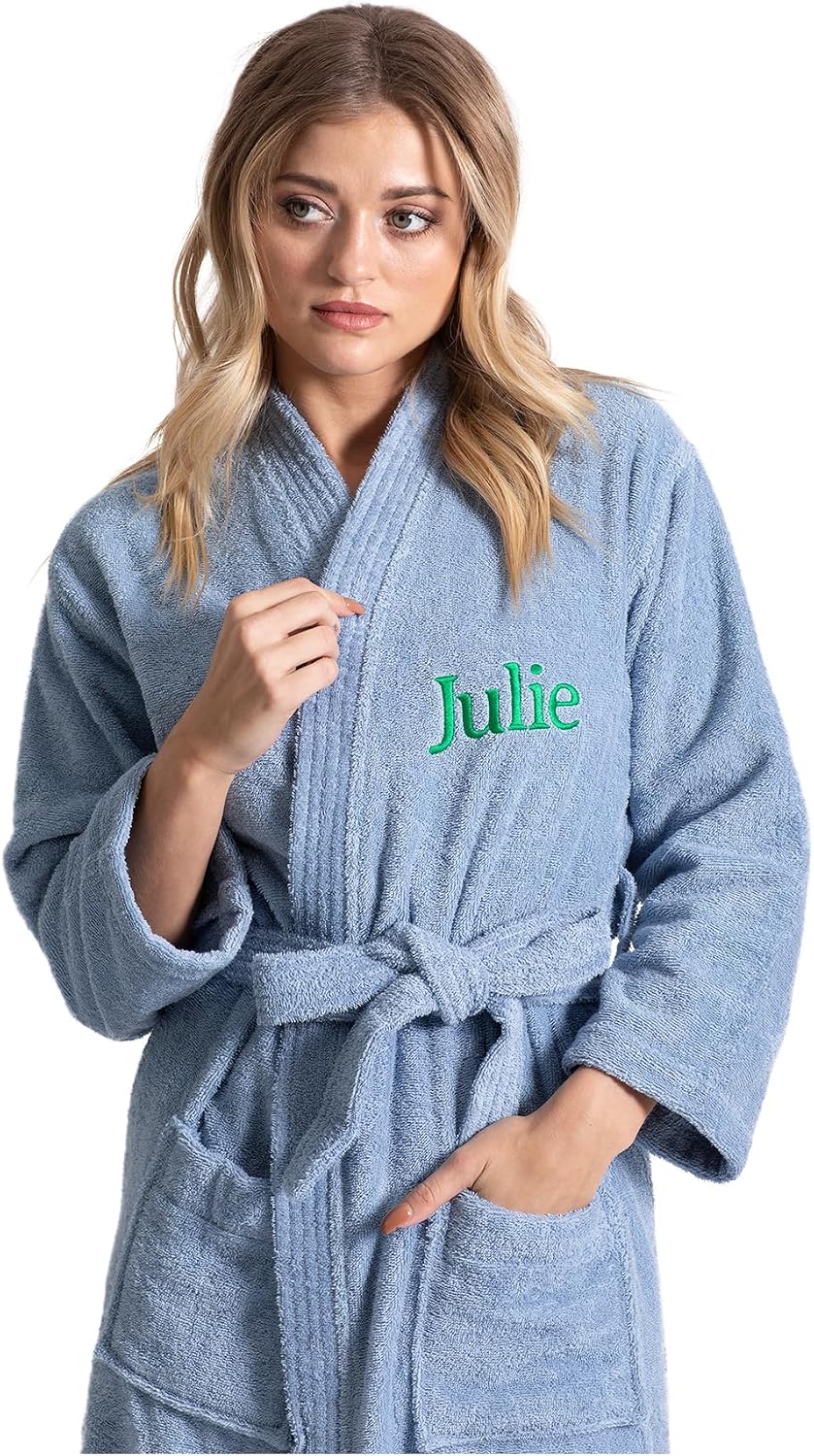 Turkuoise Soft & Absorbent Towel Robe, 100% Cotton Turkish Terry Cloth Kimono Bathrobes for Women