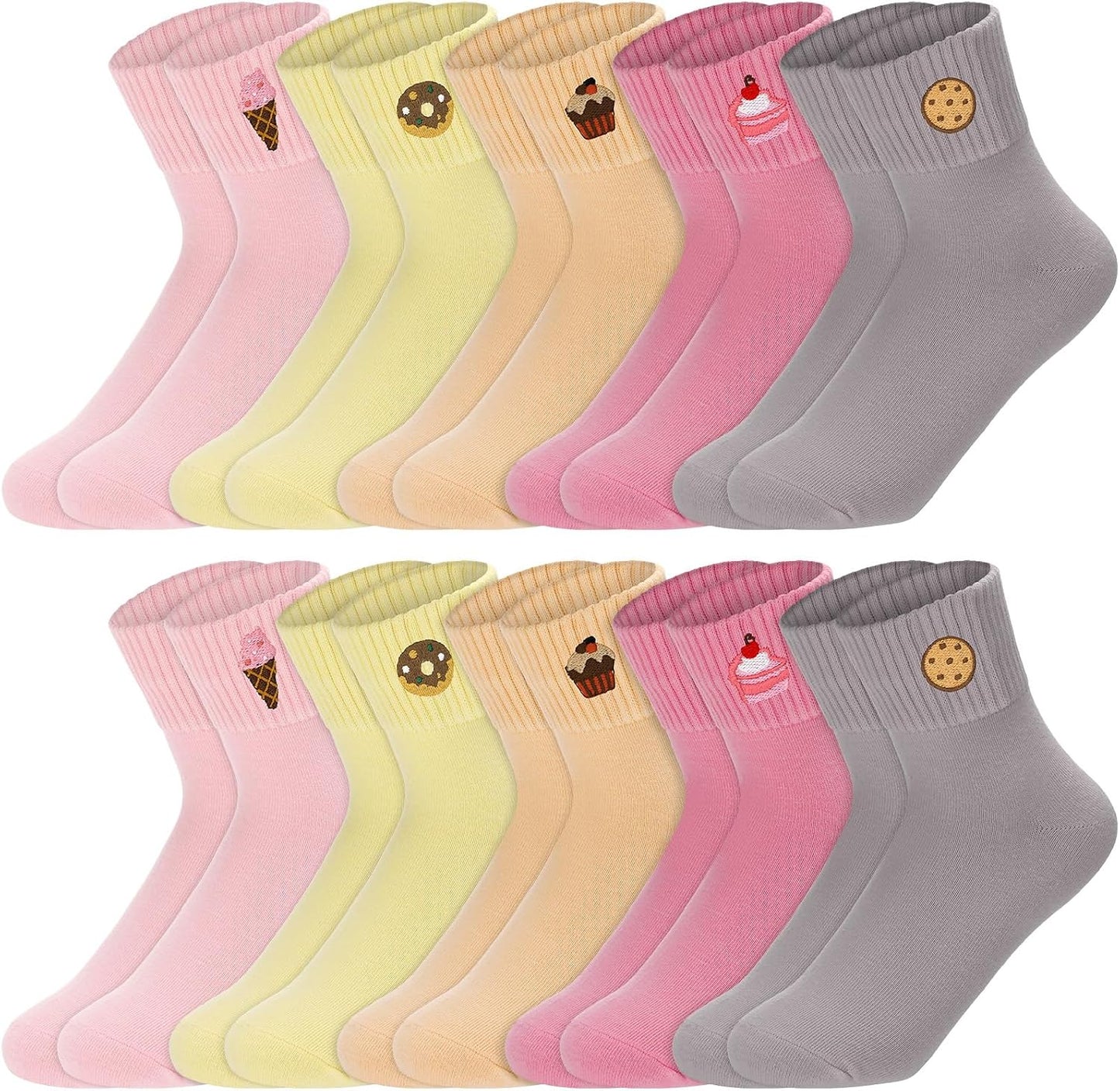Eurzom 10 Pairs Socks Womens Crew Elastic Ankle Length Cotton Socks Aesthetic Cute Lightweight Low Cut Gifts for Women - Colors B