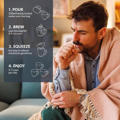 NUTRADEFENCE - Cold and Flu Tea | Immunity Tea - Supports & Boosts The Immune System – Includes Elderberry, Eucalyptus and Licorice Root - 20 Enveloped Tea Bags - by Nutra Tea - Herbal Tea