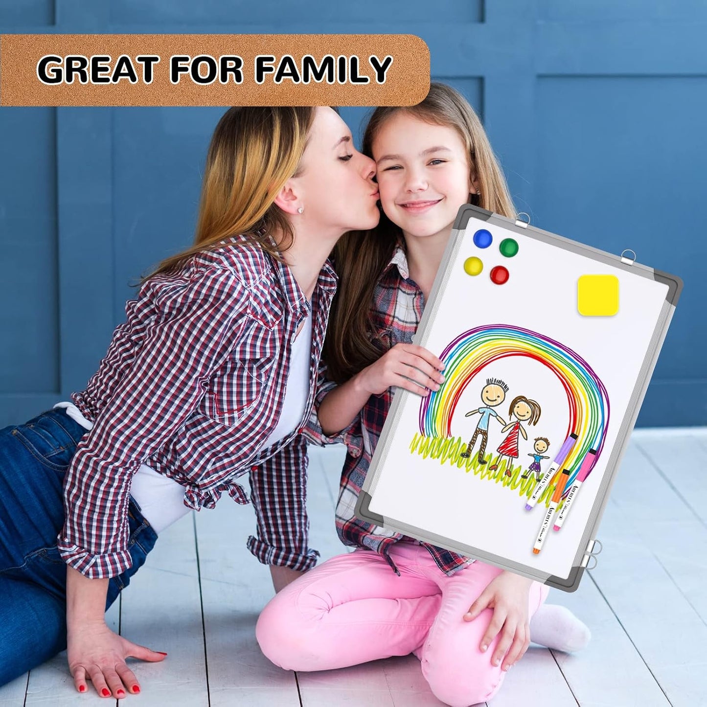 Weekly Calendar Whiteboard for Wall, 16x12 Inches Dry Erase Board, Small Magnetic White Board, Double-Sided Hanging Board for Office School Home Kitchen, Portable Board for Drawing Planning To Do List