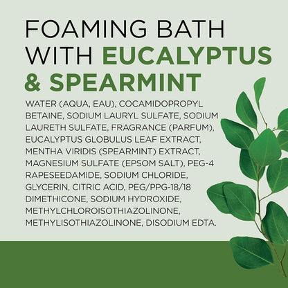 Dr Teal's Foaming Bath with Pure Epsom Salt, Relax & Relief with Eucalyptus & Spearmint, 34 fl oz (Pack of 4)