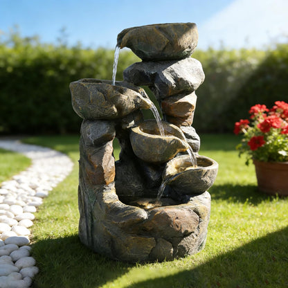 4-Tiered Outdoor Tabletop Water Fountain 17.9”