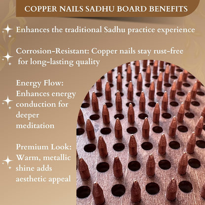 TENGRY Sadhu Board, Specially Crafted Copper Nails, 0,39 In (10 mm), Light Foot Board, Wooden Nail Boards for Feet, Acupuncture, Acupressure Mat, Nail Board, Yoga Gift