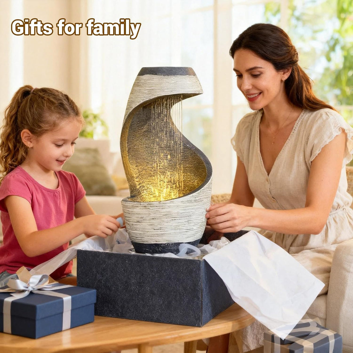 Sunlinua Modern Indoor Tabletop Water Fountain for Office Decor