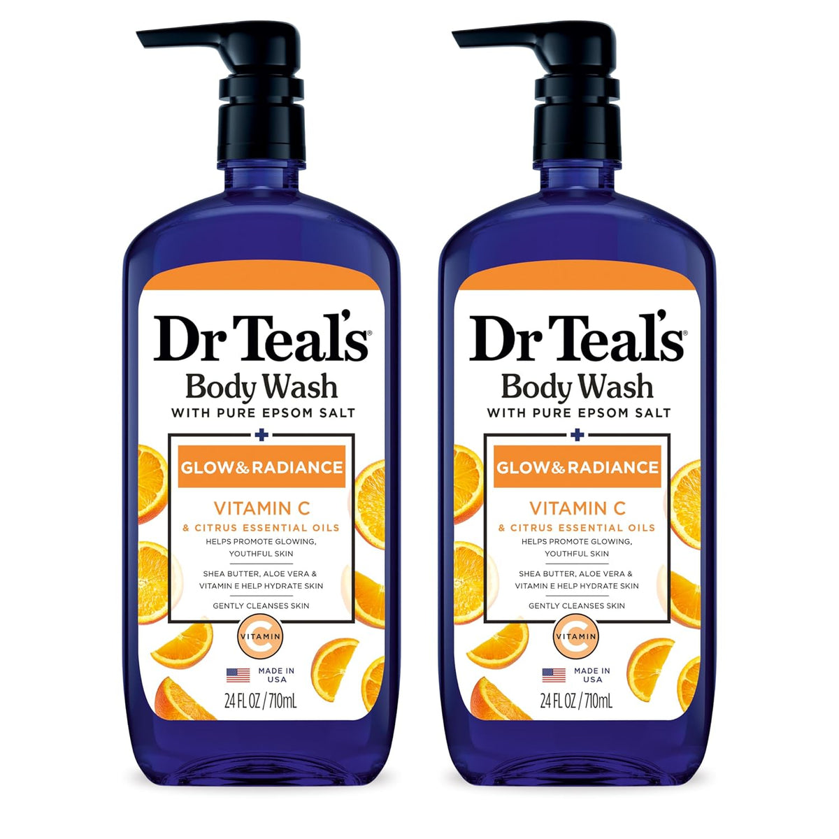 Dr Teal's Body Wash with Pure Epsom Salt, Relax & Relief with Eucalyptus & Spearmint, 24 fl oz (Pack of 2)