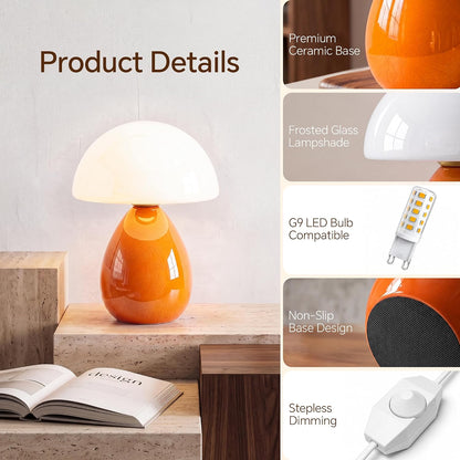 Dawnwake Mushroom Lamp Table Lamp for Bedroom-Small Desk Table Lamps,White