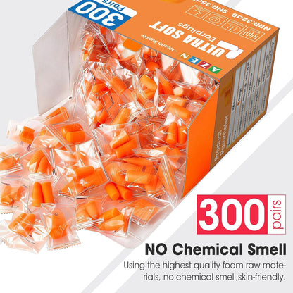 AZEN 100 Pairs Ear Plugs Bulk, NRR 32dB Soft Foam Ear Plugs for Sleeping Noise Cancelling, Earplugs for Concerts Shooting Swimming Noise Reduction (Lake Blue)