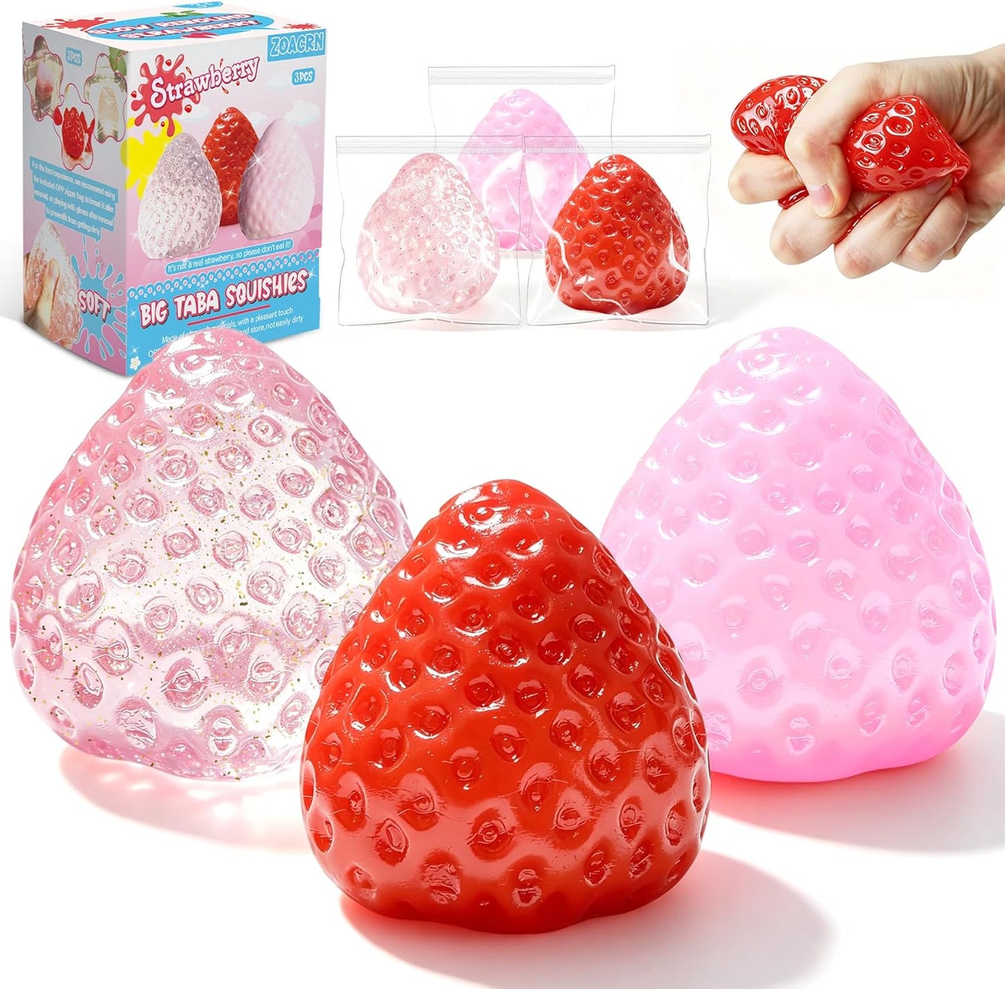 3Pcs Textured Stress Balls, Soft Sensory Fidget Toys Ball for Adults Kids, Memory Gel Squishies Toys, Anxiety Relief Squeeze Balls for Autism/ADHD, Party Favors Gifts, Prizes for Students