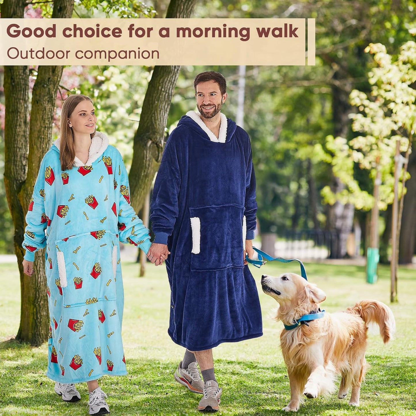 yescool Wearable Blanket Hoodie, Flannel Sherpa Fleece Blanket Sweatshirt for Adults Women Men,One Size Fits All - Colors B