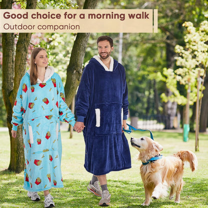 yescool Wearable Blanket Hoodie, Flannel Sherpa Fleece Blanket Sweatshirt for Adults Women Men,One Size Fits All - Colors B