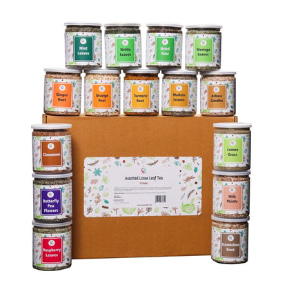 Assorted Loose Leaf Tea, 15 Herbal Teas, Up to 900 Servings