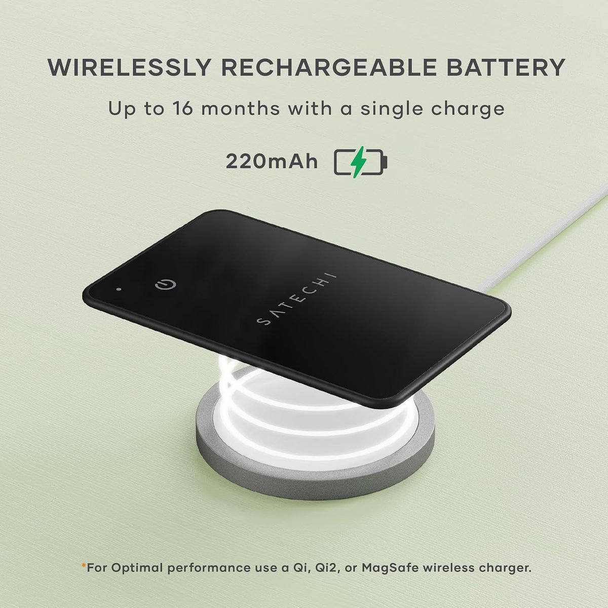 Satechi FindAll Wallet Card, Find My Compatible, Wireless Charging, Black
