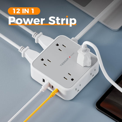 TESSAN Surge Protector Power Strip with 900J Surge Protection, 5 Ft, Grey
