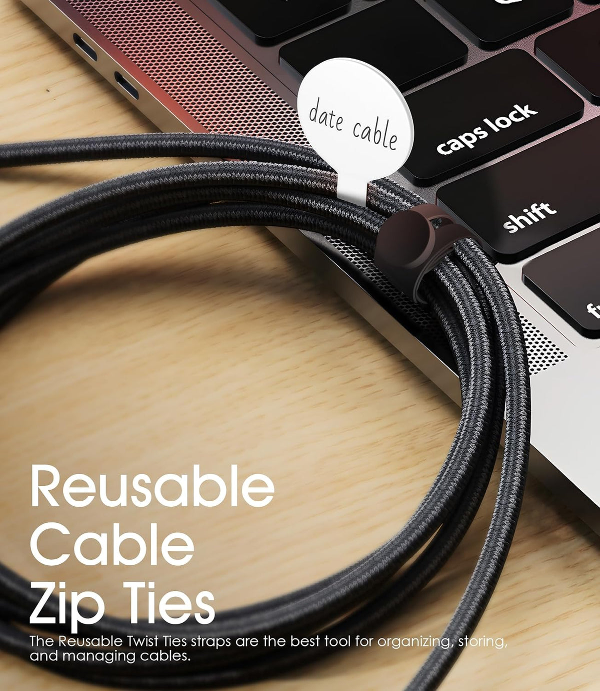 32Pcs Cable Labels and Silicone Cable Ties Set for Electronics