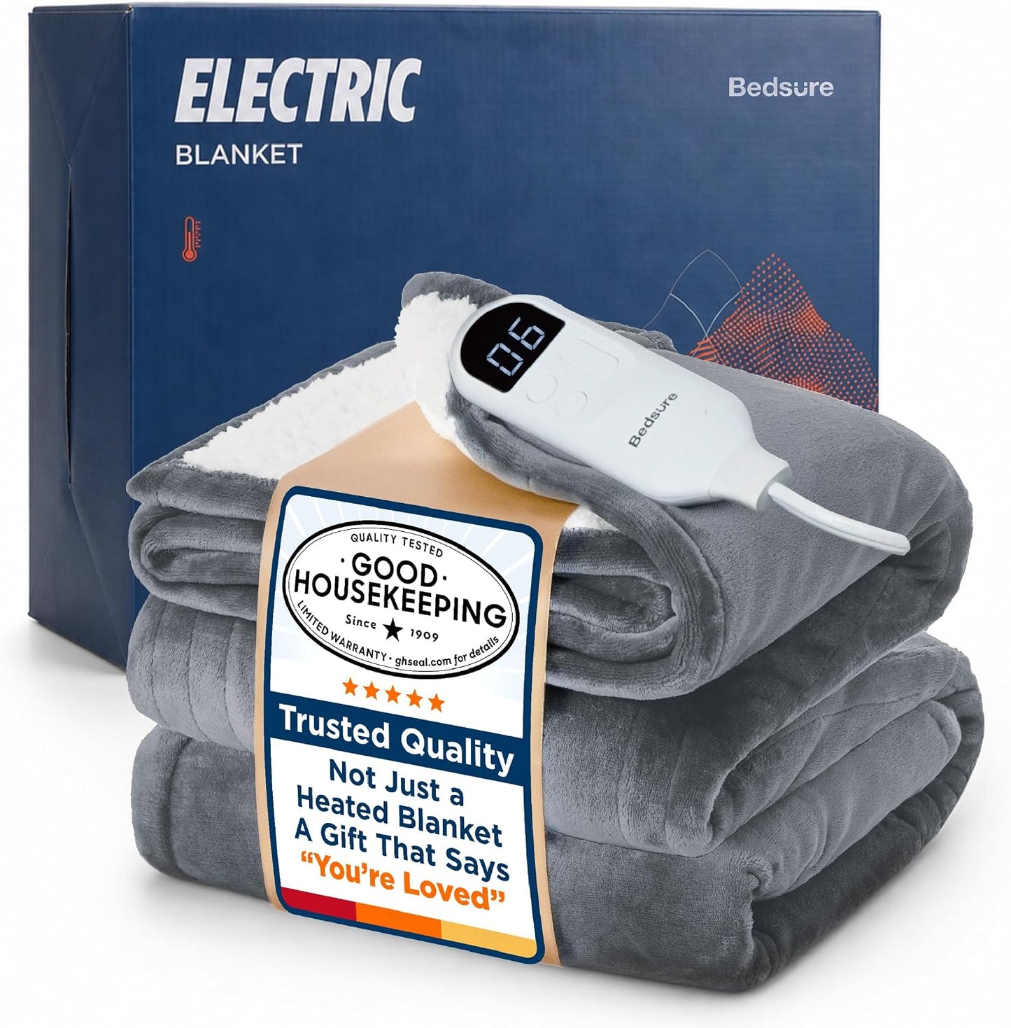 Bedsure Heated Blanket Throw Blanket with Preheat Function - Fast Heating Electric Blanket, Soft Flannel Throw with 6 Time Settings(Up to 10H), 6 Heating Settings, Gifts for Grandma (50"x60", Cream)