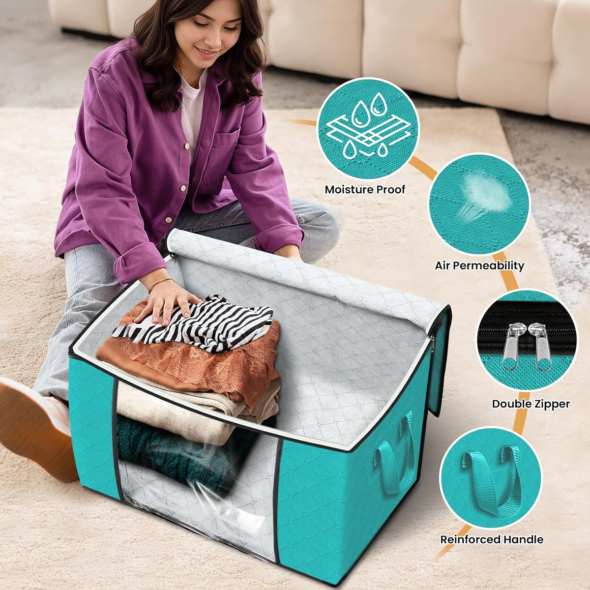 Fab totes Storage Bags for Clothes Blanket Storage Bins with Lids