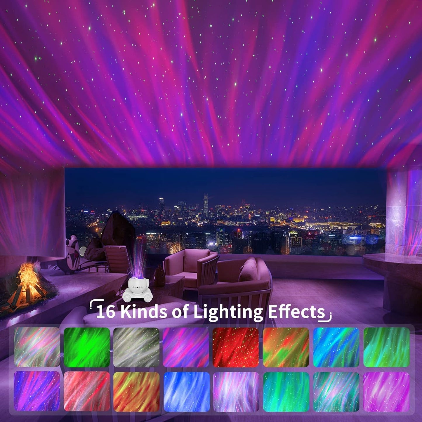 ENOKIK Galaxy Projector, Star Aurora Projector Built-in Bluetooth Speaker, Night Light for Kids Adults, White Noise Light for Home Decor/Relaxation/Party/Music/Gift (Black)