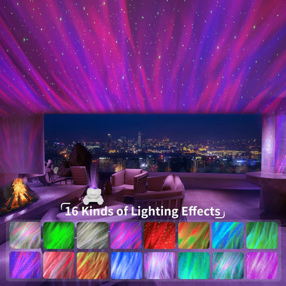 ENOKIK Galaxy Projector, Star Aurora Projector Built-in Bluetooth Speaker, Night Light for Kids Adults, White Noise Light for Home Decor/Relaxation/Party/Music/Gift (Black)