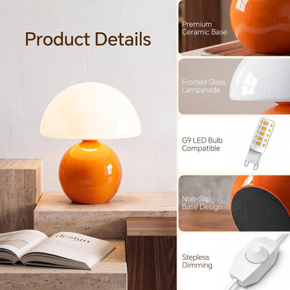 Dawnwake Mushroom Lamp Table Lamp for Bedroom-Small Desk Table Lamps,White