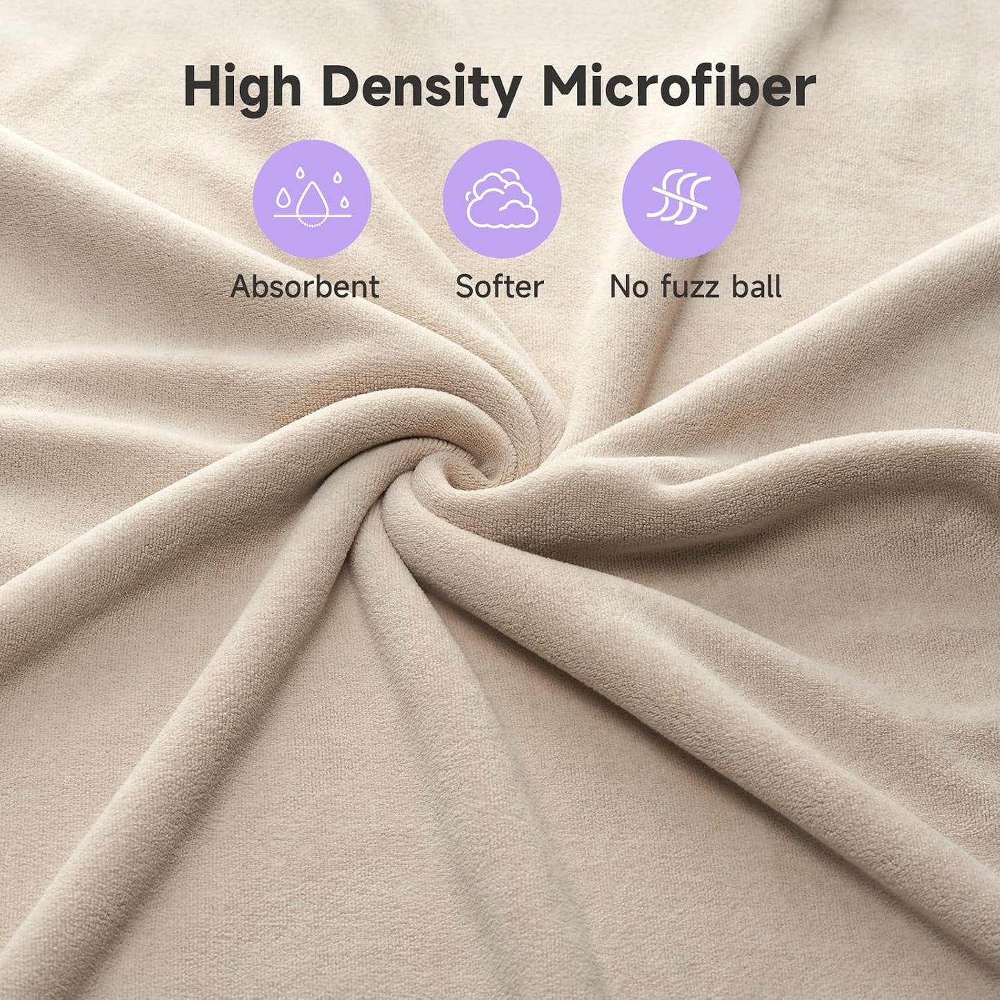 Umisleep 100% Microfiber Hair Towel, 41" x 22" Super Absorbent Towel Wrap with Elastic Loop, Large Curly Hair Towel for Women Long, Thick Hair, Camel