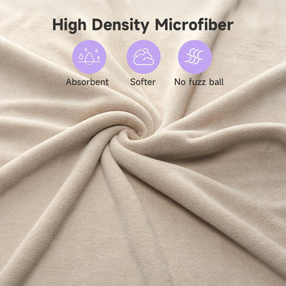 Umisleep 100% Microfiber Hair Towel, 41" x 22" Super Absorbent Towel Wrap with Elastic Loop, Large Curly Hair Towel for Women Long, Thick Hair, Camel