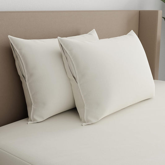 AllerEase Organically Grown Cotton Zippered Pillow Protector, Standard/Queen, 2 Pack