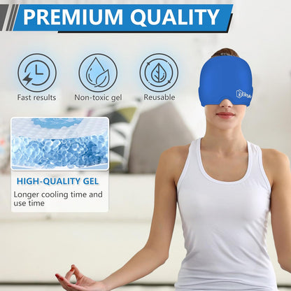 Migraine Relief Cap, All Around Gel Covered Reusable Headache Relief Cap, Black Migraine Cap for Headache Relief, Puffy Eyes