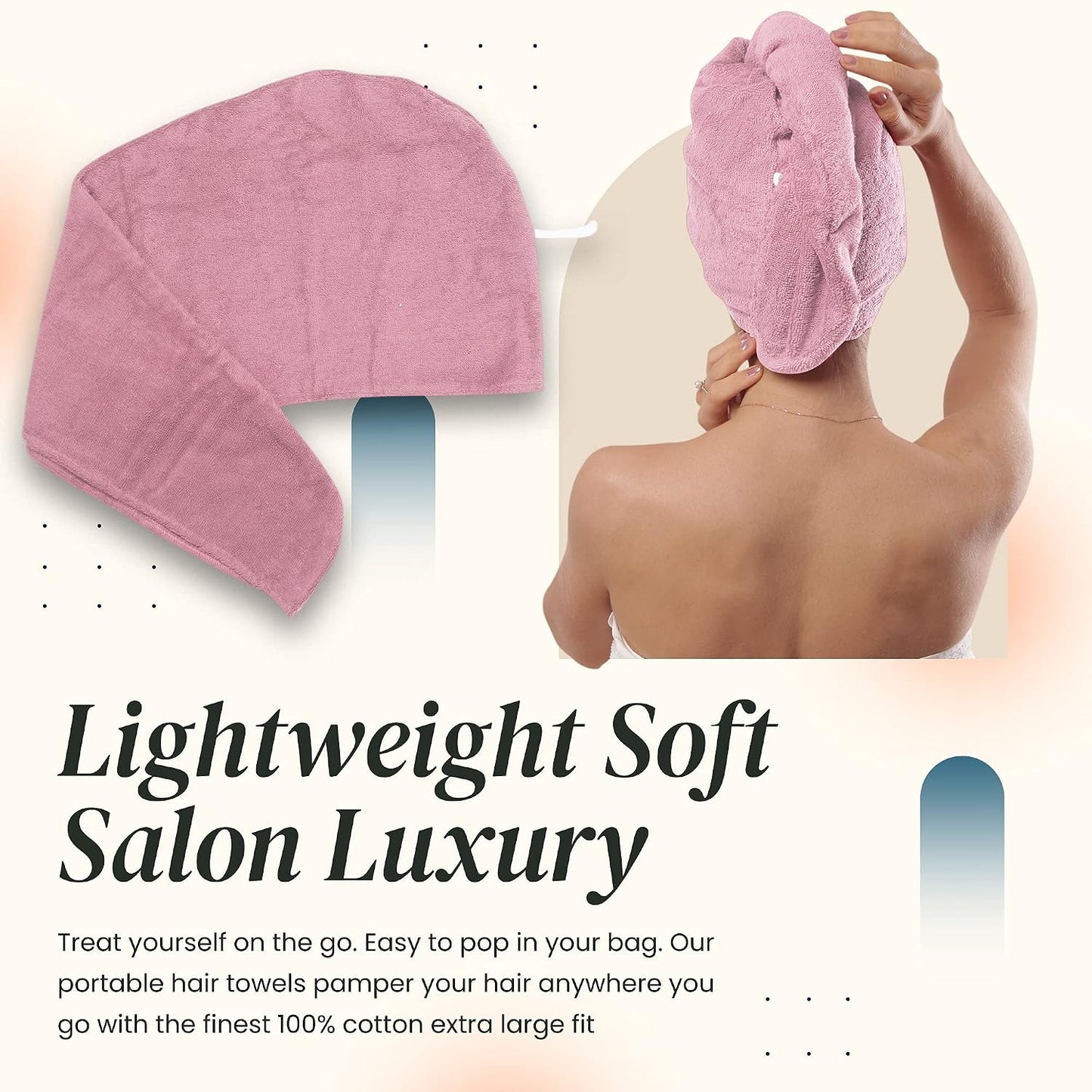 Huge Cotton Hair Towel Wrap for Women (Coral White)