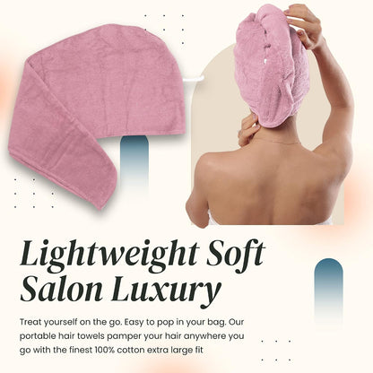 Huge Cotton Hair Towel Wrap for Women (Coral White)