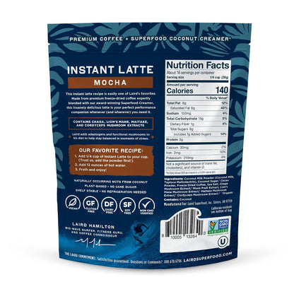 Laird Superfood Chai Instant Latte with Adaptogens - Instant Chai Tea Powder with Superfood Coconut Creamer - Gluten Free, Non-GMO, Vegan, 8 oz. Bag, Pack of 1