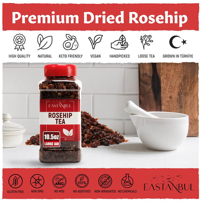 Eastanbul Dried Rose Hips, Loose Leaf Tea, Natural, Gluten Free, 10.5oz