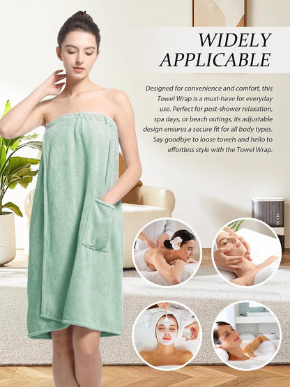 Women'S Soft Wrap Towel Full Length，Bath Robe After Shower Female Plush Long，Spa Bathrobes Lightweight With Pockets