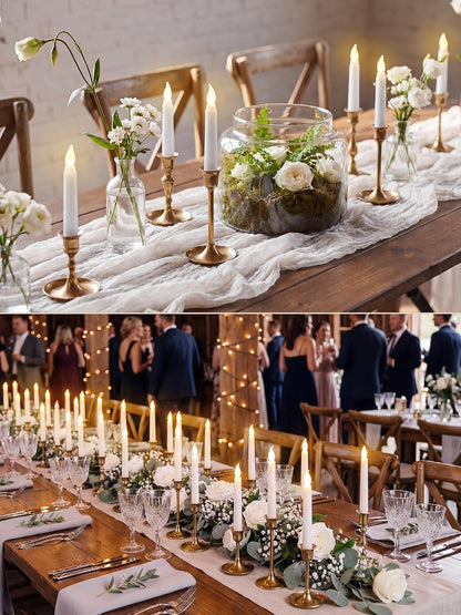 Treela 24 Pcs Flameless Taper Candles Battery Operated Bulk Fake Candles Light LED Candle Sticks Flickering Tapered for Easter Wedding Anniversary Decoration(Basic,11 Inch,Ivory)