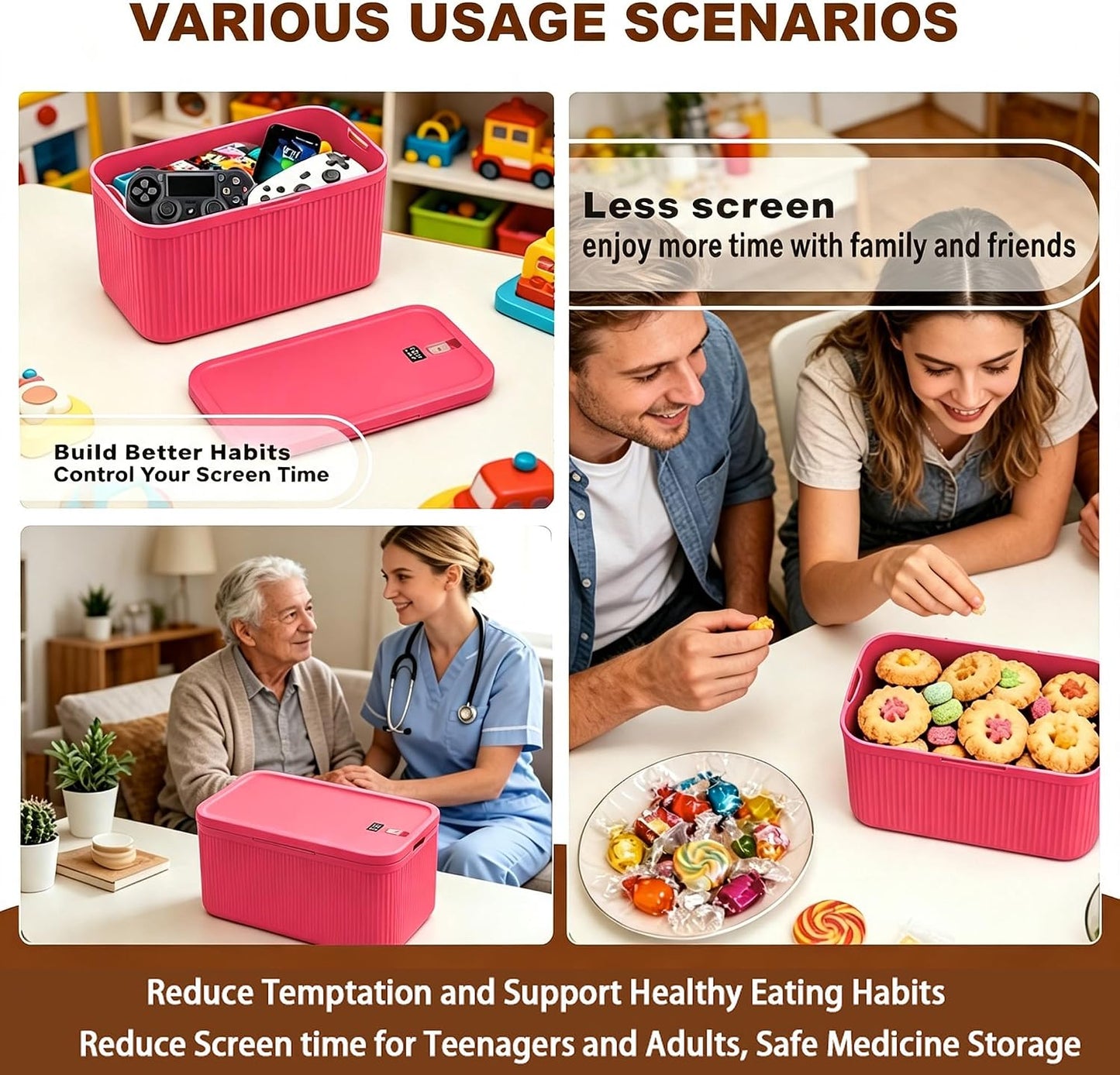 Medication Lock Box,Small Lockable Storage Box with Combination Code for Phone,Medicine Safe,Food, Home,Refrigerator,Office,Personal Items,Travel,Gift