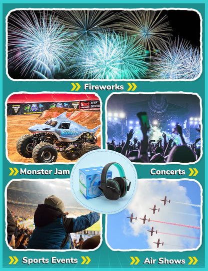 iClever Noise Cancelling Headphones for Kids Adults, SNR 29dB Safety Noise Reduction Ear Muffs for Autism Sensory &Concentration Aid, Ear Hearing Protection for Fireworks/Event/Monster Jam/Concert