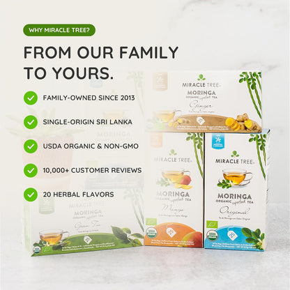 Miracle Tree Organic Moringa Tea, Turmeric, Caffeine-Free, 25 Bags