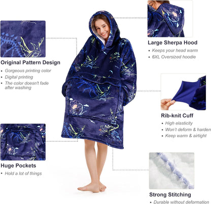 Narecte Cozy Oversized Blanket Hoodie Wearable Blanket Adults Soft Hooded Blanket Hoodie Birthday Gifts for Women Christmas - Colors B
