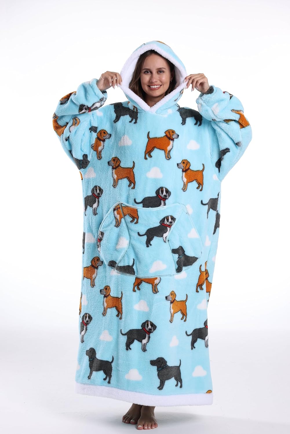 Capecage Blanket Hoodie, Long Hooded Blanket Sweatshirt as Birthday Gifts for Women Men, Long Wearable Blanket for Women Men.