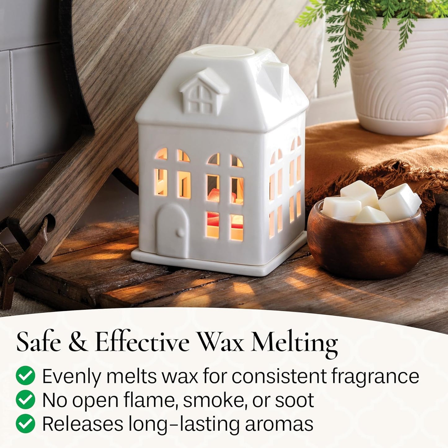 Candle Warmers ETC. Illumination Fragrance Warmer- Light-Up Warmer for Warming Scented Candle Wax Melts and Tarts or to Freshen Room, White Harmony