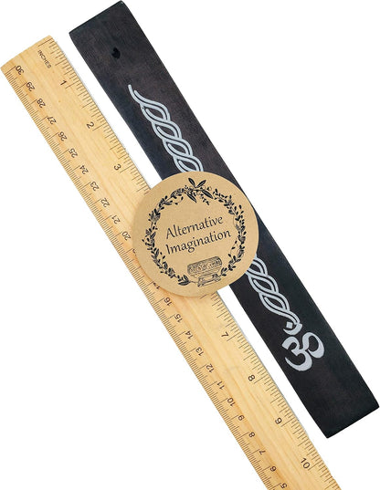 Moon and Stars Incense Holder - Wooden Ash Catcher with Celestial Design for Single Incense Sticks - Meditation Accessories, Spiritual Decor, Home Fragrance, Room Decor (10 Inches Long)