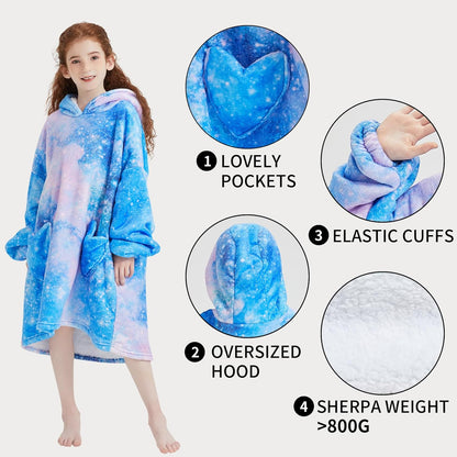 Fiosnow Glow in the Dark Unicorn Blanket Hoodies for Kids 6-13YR Oversize Wearable Blanket Hoodies for Boys Girls Teens