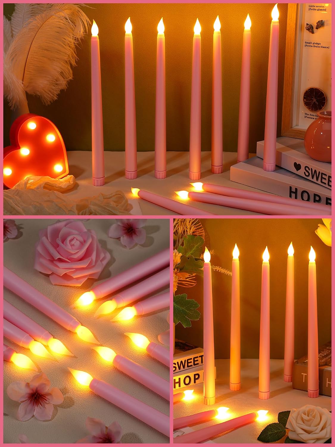 Treela 72 Pcs Flameless LED Taper Candles Battery Operated Candles Bulk 11 Inch Flickering Fake Candlesticks with Warm Light for Valentines Day Church Wedding Party Battery Not Included(Classic,Ivory)