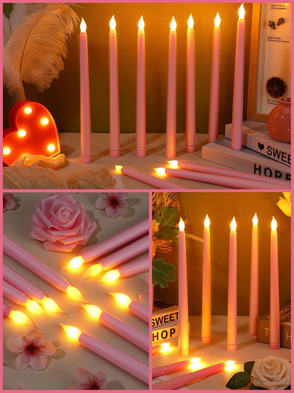 Treela 72 Pcs Flameless LED Taper Candles Battery Operated Candles Bulk 11 Inch Flickering Fake Candlesticks with Warm Light for Valentines Day Church Wedding Party Battery Not Included(Classic,Ivory)