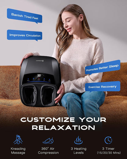 KINGJOY Foot Massager with Heat for Neuropathy, [2026 Upgraded], Deep Kneading Shiatsu Foot Massager for Plantar Fasciitis, Fits Up to Men Size 14, Ideal for Seniors and Family Daily Care